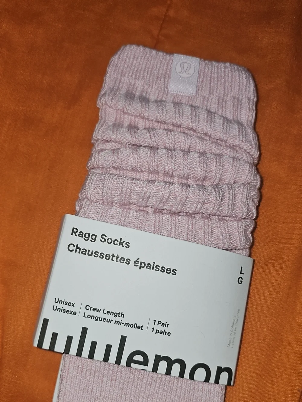 Lululemon Nwts RaggSocks! Womens Sz Large! POZA! Pink Organza!!